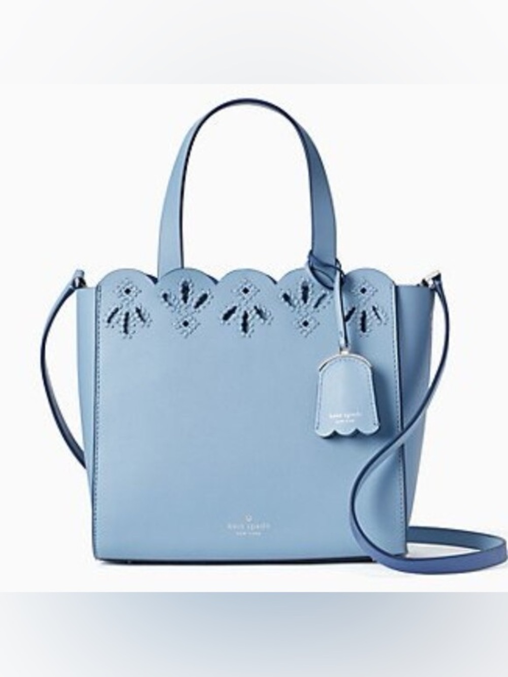 kate spade light blue scalloped leather satchel - Picture 2 of 3